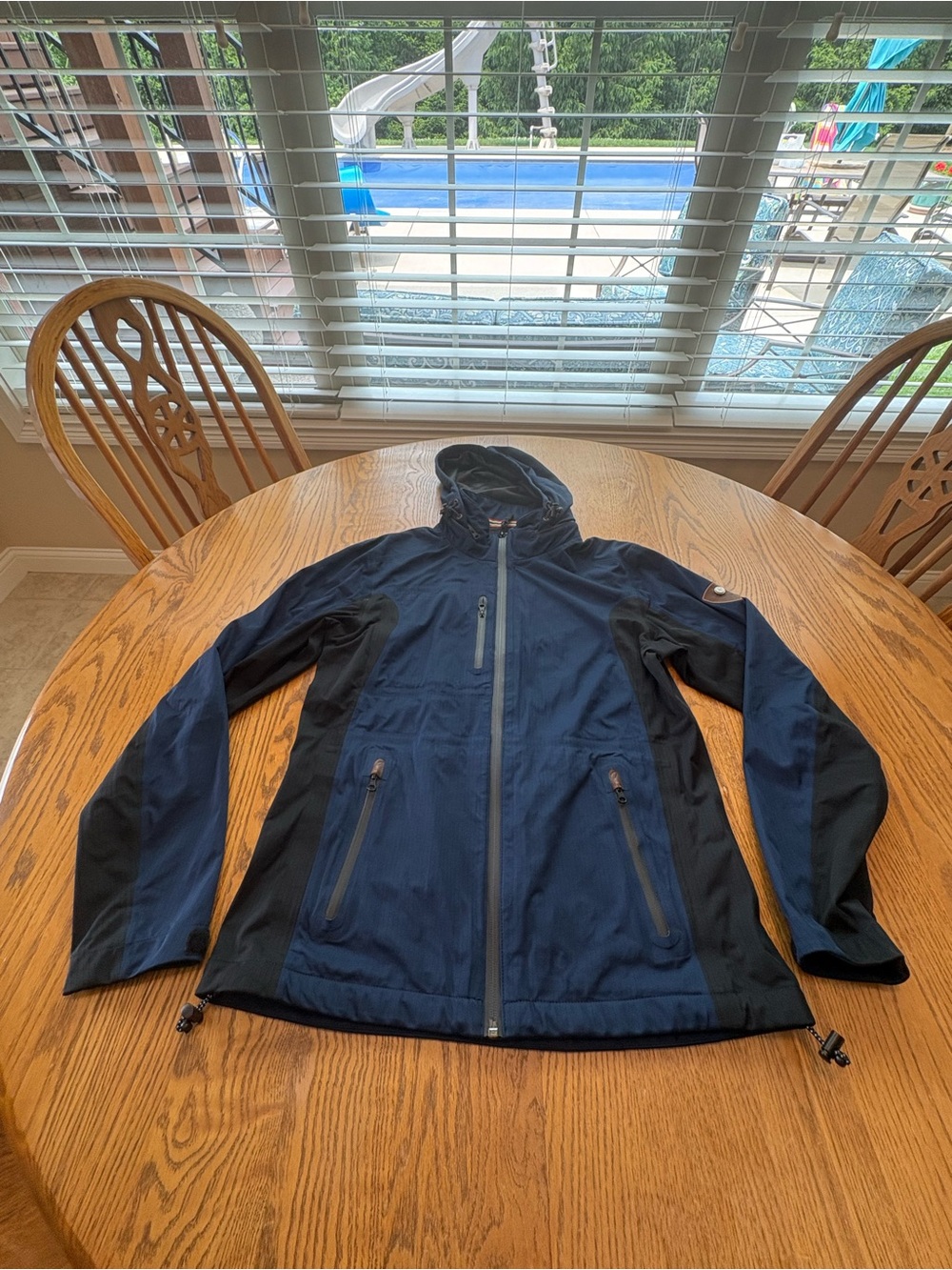 R.Pessoa By Horseware Hooded Riding Light Sport Jacket Size Small Navy/Black